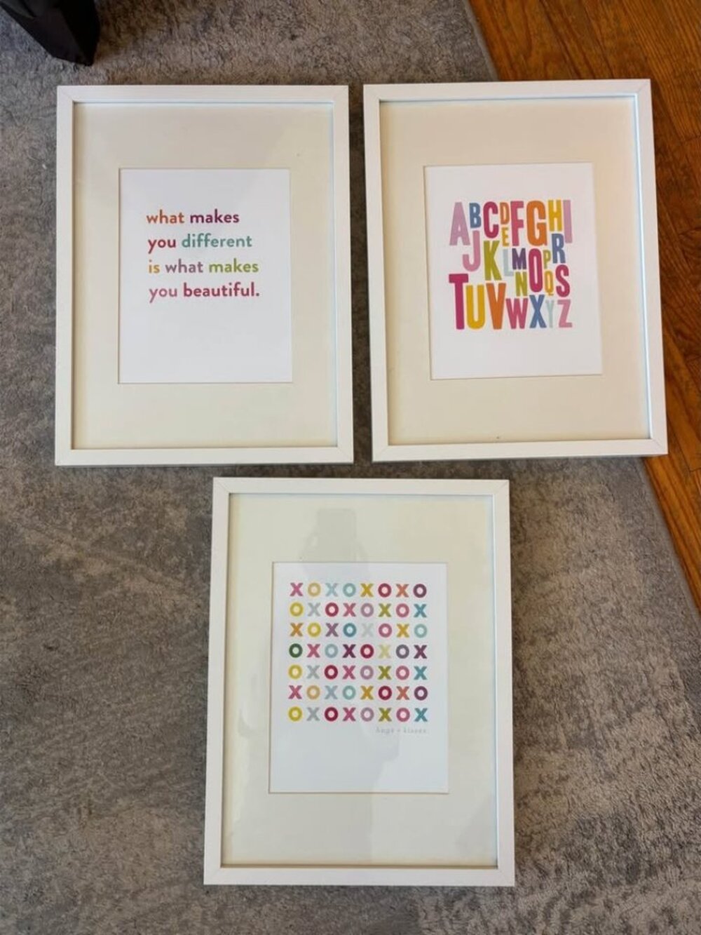 Set of 3 Framed Girls Nursery Bedroom Wall Art Prints
